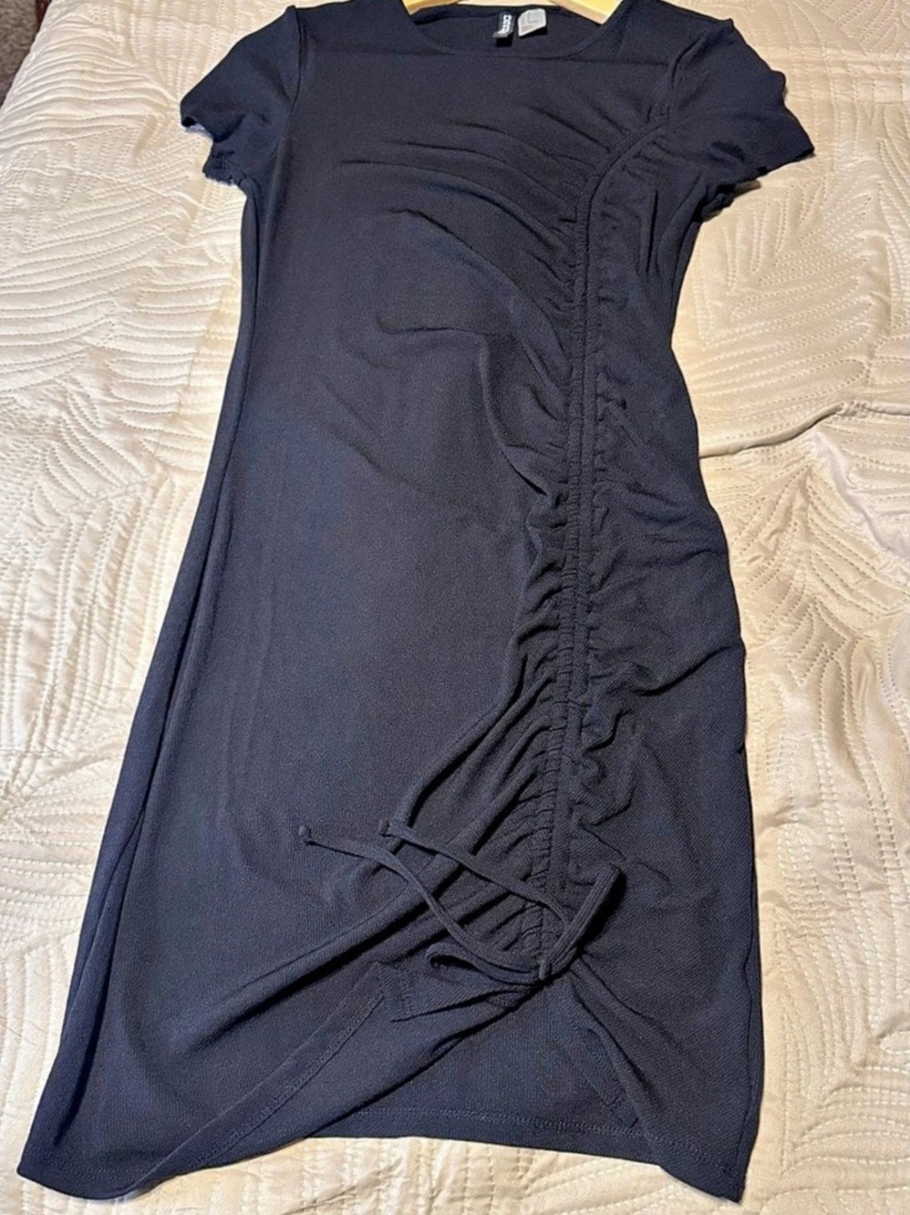 H&M Divided Black Ruched Midi Dress Size Medium